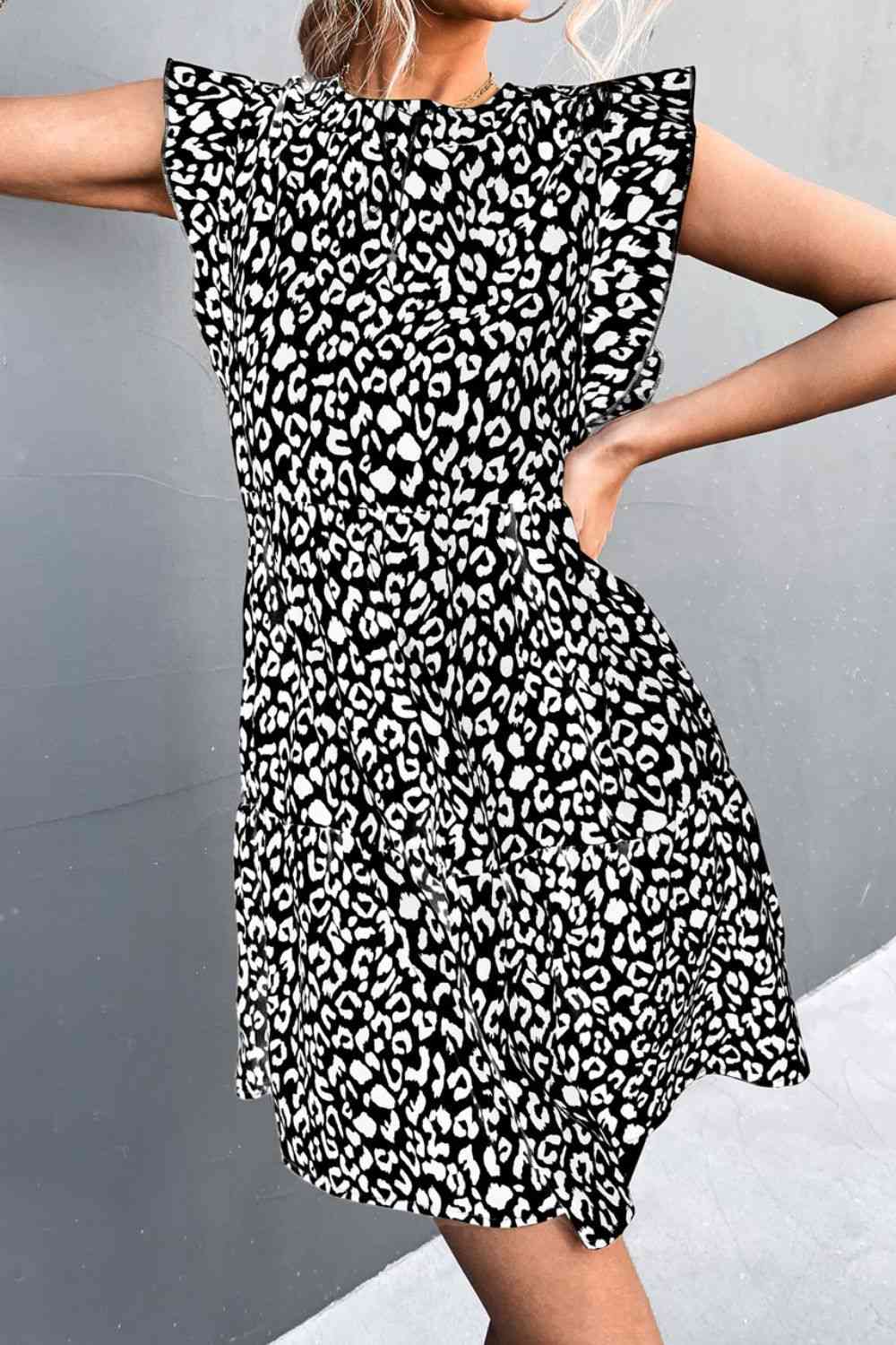 Leopard Round Neck Mini Dress -BazaarBey - www.shopbazaarbey.com
