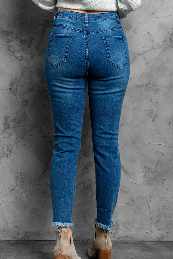Stylish Distressed Cropped Jeans Bazaarbey