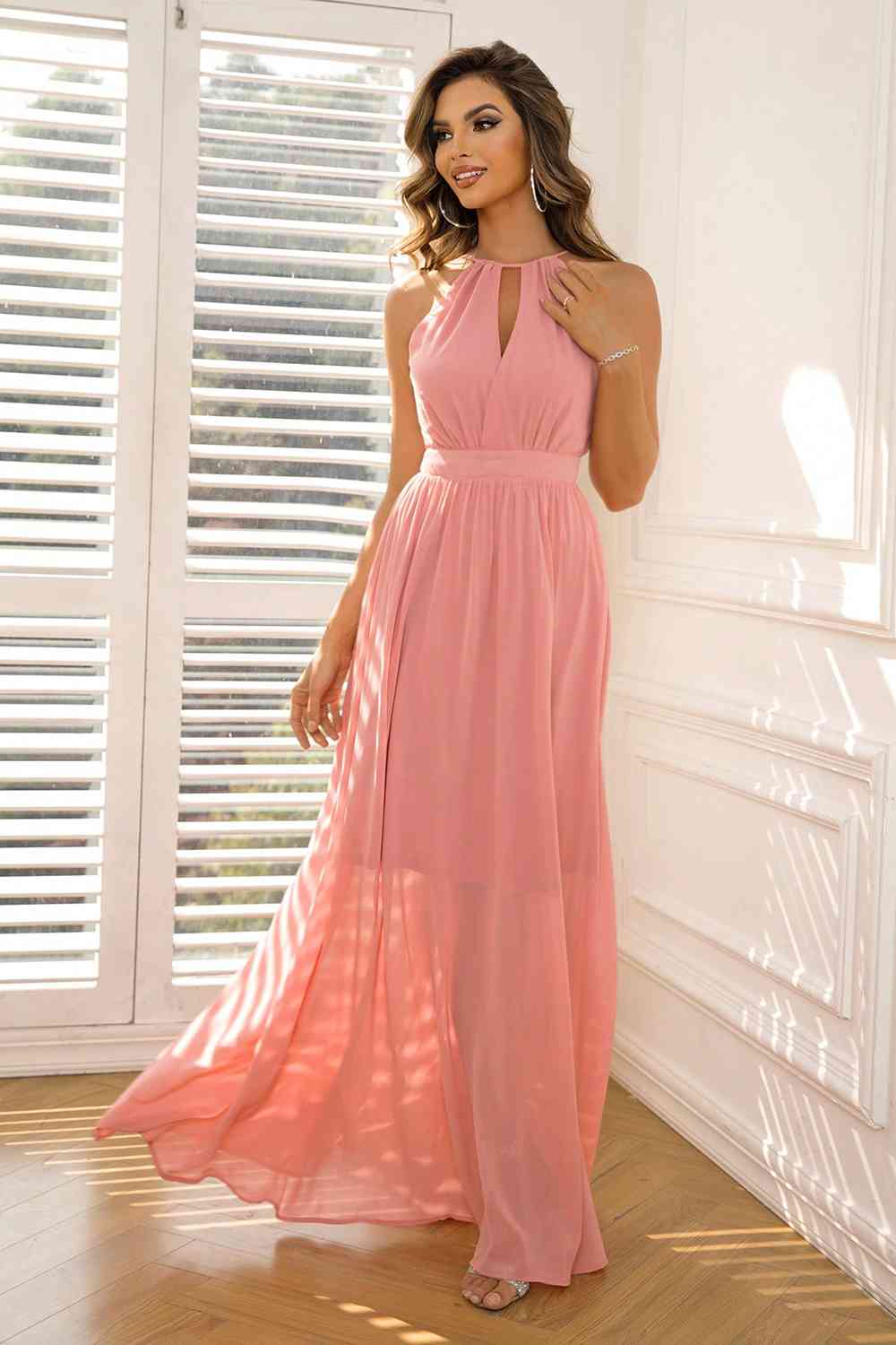 Tied Cutout Sleeveless Maxi Dress Bazaarbey