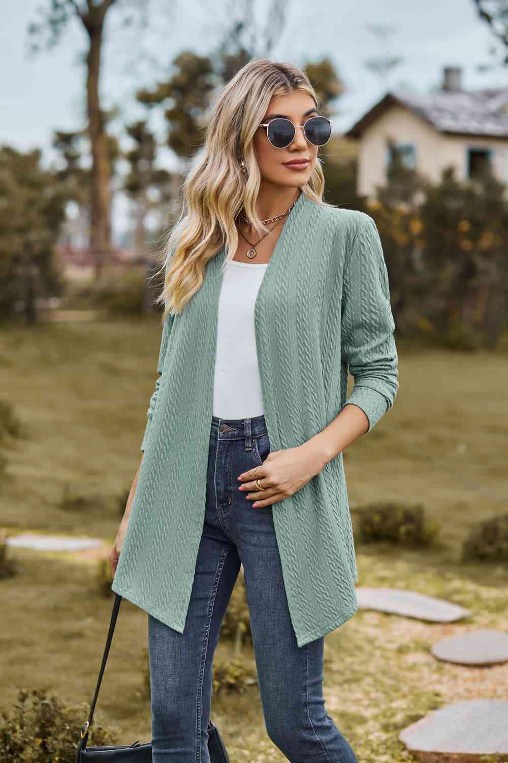 Open Front Long Sleeve Cardigan Bazaarbey