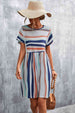 Striped Round Neck Dress -BazaarBey - www.shopbazaarbey.com