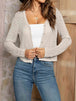 V-Neck Long Sleeve Buttoned Knit Top Trendsi