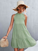 Tie Back Mock Neck Tiered Dress -BazaarBey - www.shopbazaarbey.com