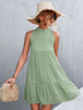 Tie Back Mock Neck Tiered Dress -BazaarBey - www.shopbazaarbey.com