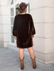 Plus Size V-Neck Balloon Sleeves Dress -BazaarBey - www.shopbazaarbey.com