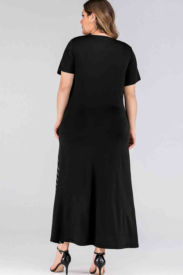 Plus Size Striped Color Block Tee Dress -BazaarBey - www.shopbazaarbey.com