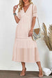  V-Neck Short Sleeve Midi Dress -BazaarBey - www.shopbazaarbey.com