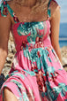 Floral Smocked Tie-Shoulder Tiered Dress -BazaarBey - www.shopbazaarbey.com