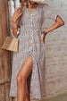 Animal Print Button Front V-Neck Tied Dress -BazaarBey - www.shopbazaarbey.com