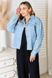  Dropped Shoulder Raw Hem Denim Jacket Bazaarbey
