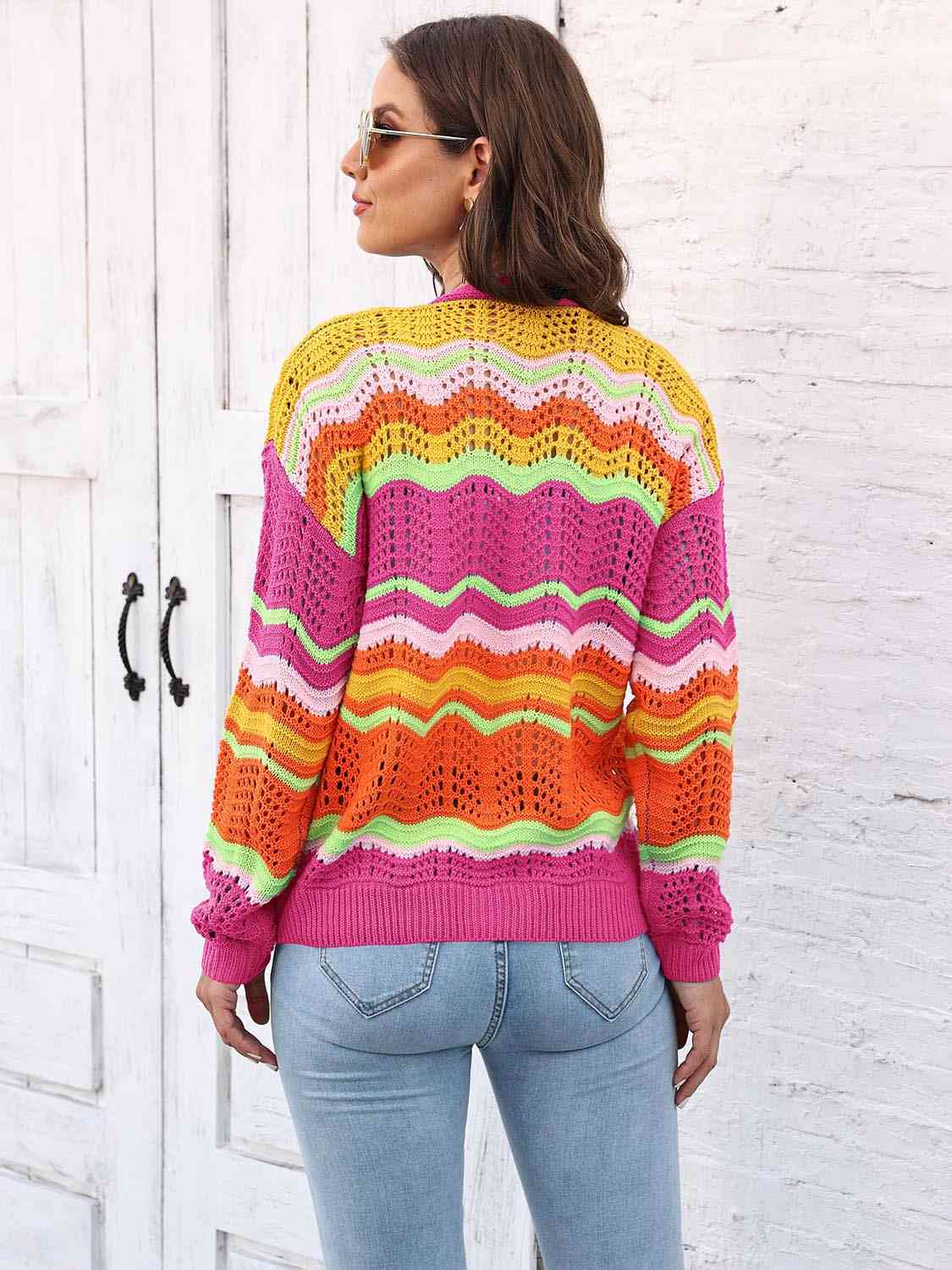 Open Front Openwork Cardigan Trendsi