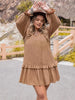 Plus Size Dot Flounce Sleeve Mini Dress -BazaarBey - www.shopbazaarbey.com