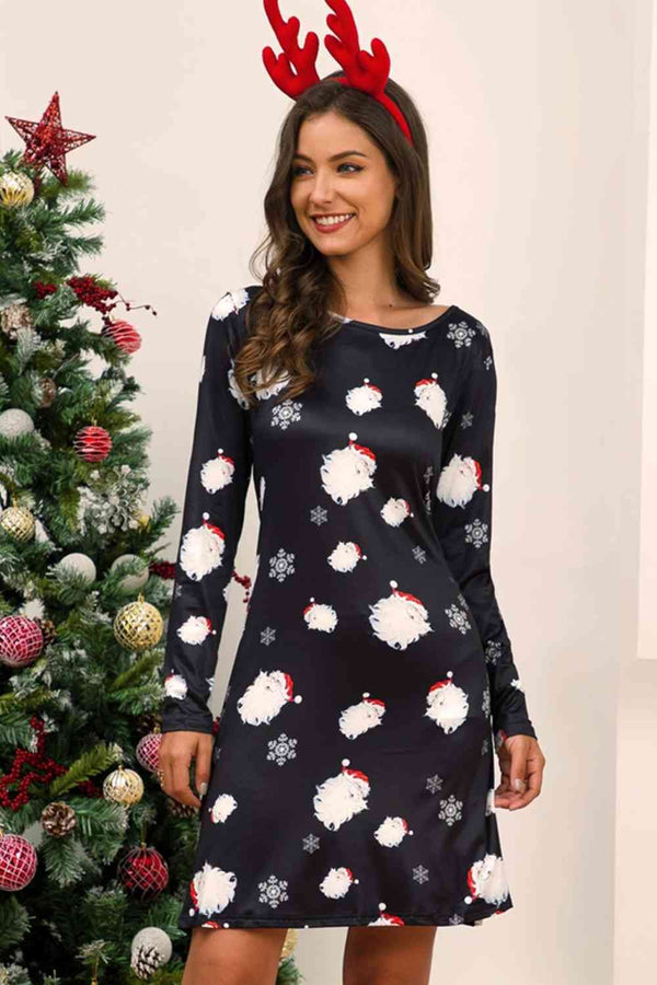 Full Size Christmas Long Sleeve Dress -BazaarBey - www.shopbazaarbey.com