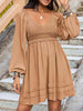 Crochet V-Neck Balloon Sleeve Dress -BazaarBey - www.shopbazaarbey.com
