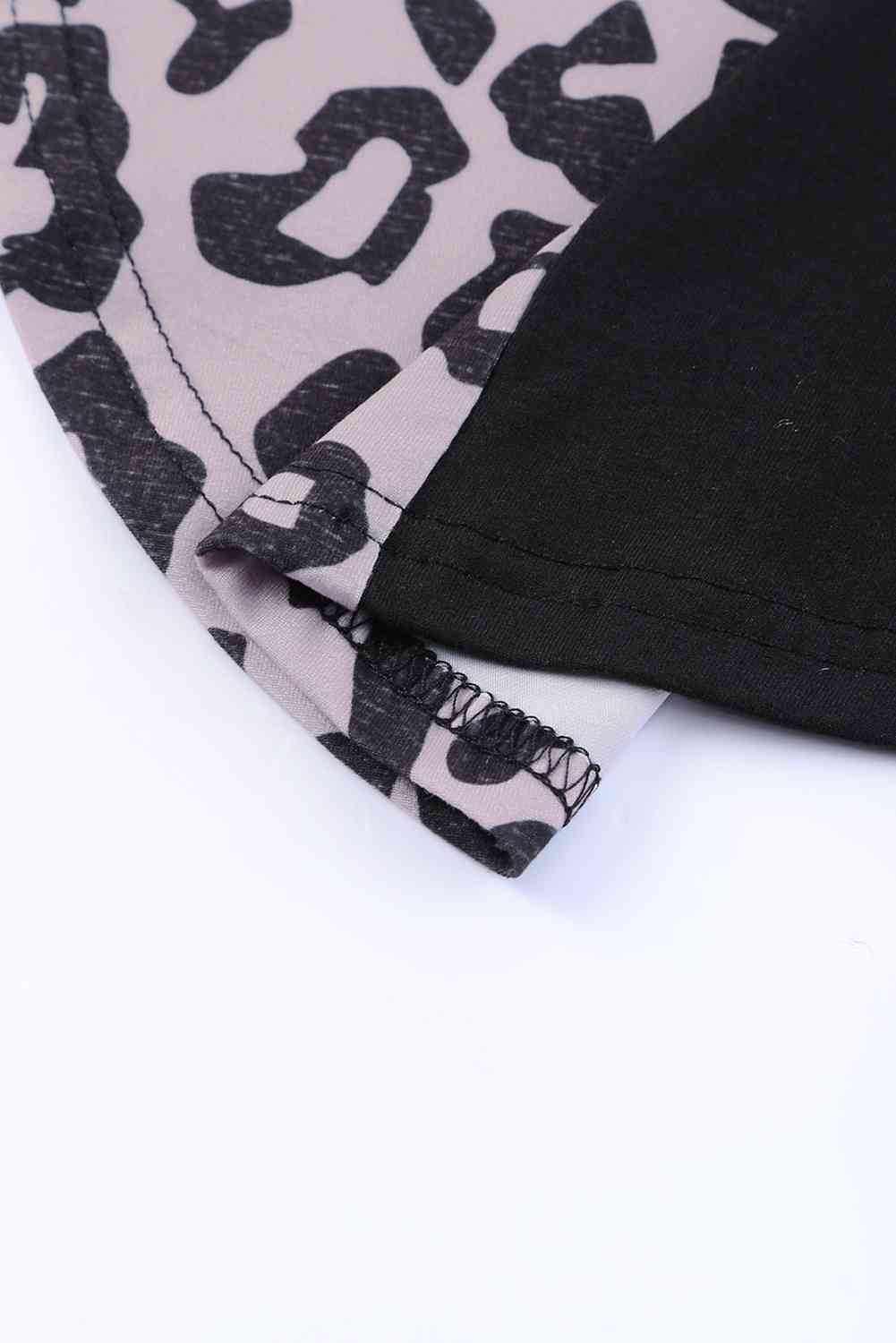 Leopard Color Block Split Dress -BazaarBey - www.shopbazaarbey.com