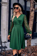 Surplice Neck Swiss Dot Long Sleeve Dress Bazaarbey