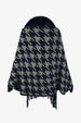 Houndstooth Fringe Hem Poncho Bazaarbey