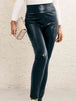  PU High Waist  Straight Pants Bazaarbey