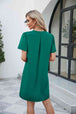 Notched Puff Sleeve Shift Dress -BazaarBey - www.shopbazaarbey.com