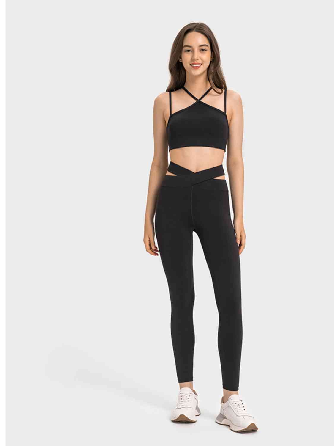 Crisscross Cutout Sports Leggings Bazaarbey