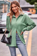 Slit Dropped Shoulder Longline Shirt Bazaarbey