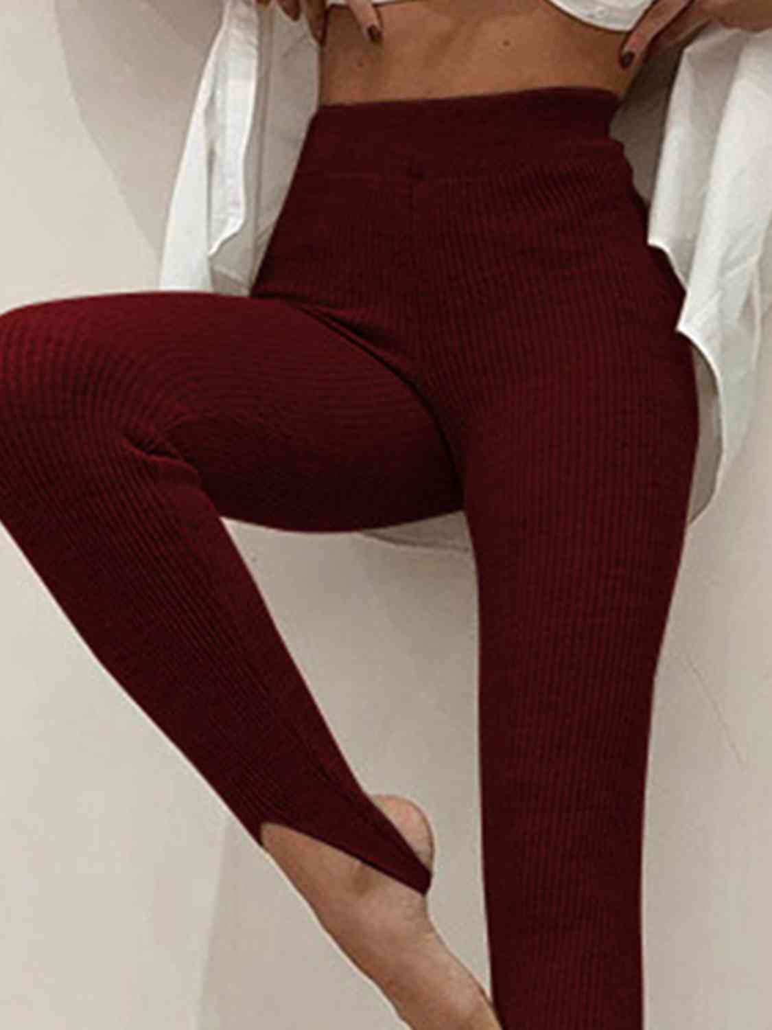 Ribbed Mid Waist Leggings Bazaarbey