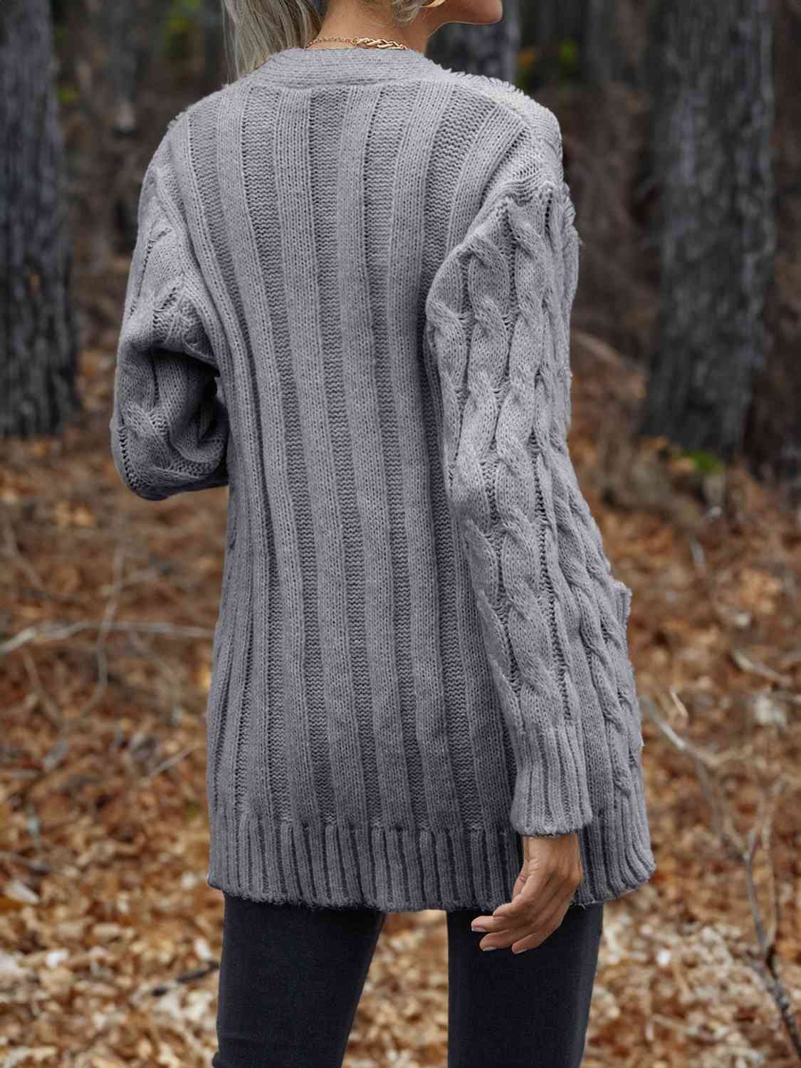 Cable-Knit Button Down Cardigan Bazaarbey