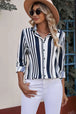 Striped Button-Down Long Sleeve Shirt Bazaarbey
