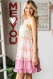 Color Block  Ruffled Tiered Spaghetti Strap Dress -BazaarBey - www.shopbazaarbey.com