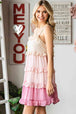Color Block  Ruffled Tiered Spaghetti Strap Dress -BazaarBey - www.shopbazaarbey.com