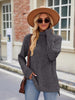 Ribbed Turtleneck Long Sleeve Slit Knit Top Bazaarbey