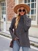 Ribbed Turtleneck Long Sleeve Slit Knit Top Bazaarbey