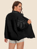 Raw Hem Fringe Detail Denim Jacket Bazaarbey