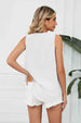Contrast Trim Plunge Sleeveless Blouse Bazaarbey