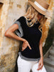  Round Neck Short Sleeve Knit Top Trendsi