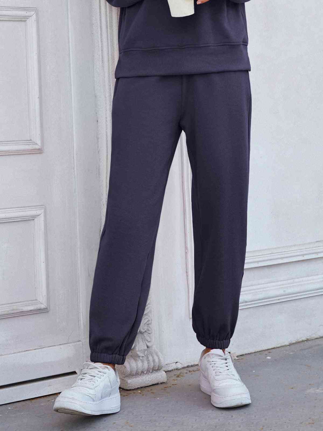 Elastic Waist Joggers with Pockets Bazaarbey