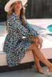 Leopard Half Button Balloon Sleeve Tiered Dress -BazaarBey - www.shopbazaarbey.com