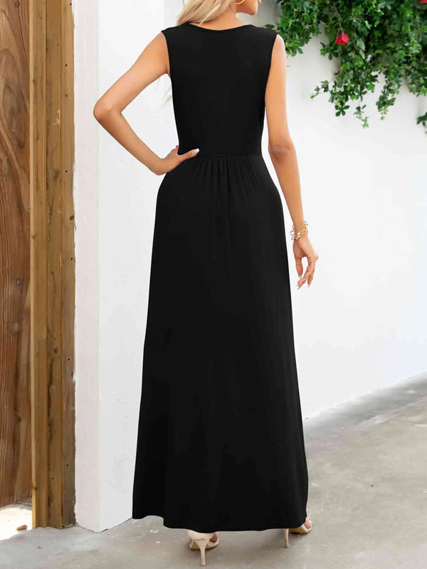  Neck Sleeveless Maxi Dress -BazaarBey - www.shopbazaarbey.com