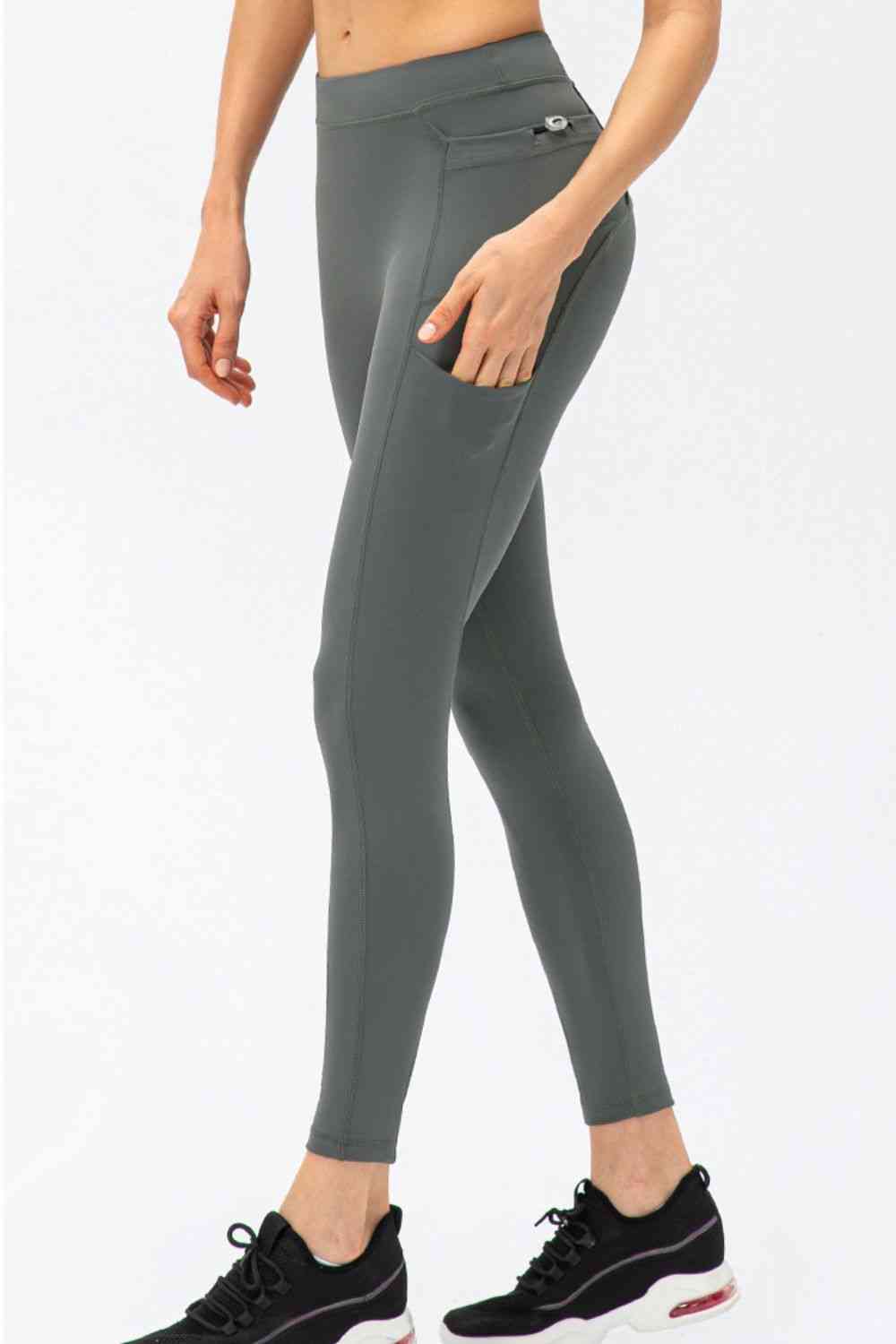Full Size Slim Fit High Waist Long Sports Pants with Pockets Bazaarbey