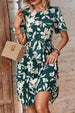 Floral Round Neck Tie Belt Pleated Dress -BazaarBey - www.shopbazaarbey.com