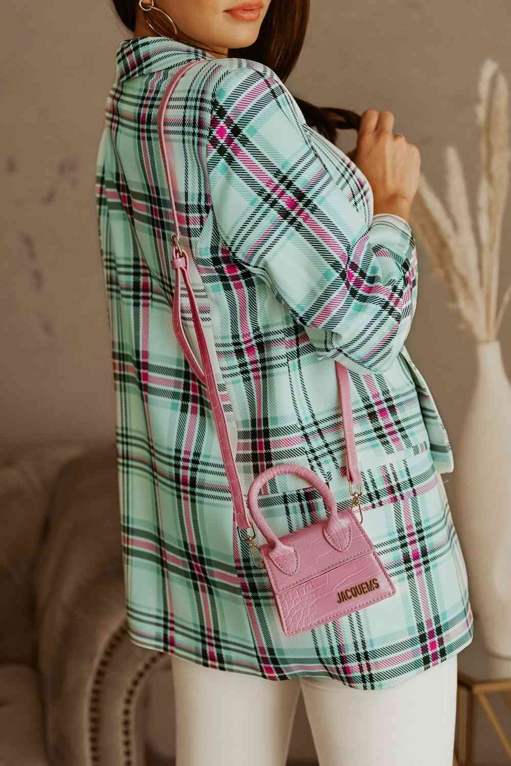 Plaid  Blazer Trendsi