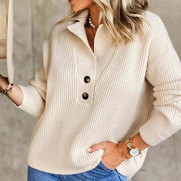 BazaarBey Collared Neck Rib-Knit Top Bazaarbey