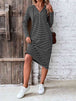 Striped Zip Front Hooded Dress -BazaarBey - www.shopbazaarbey.com