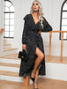  Tie Front Long Sleeve Slit Dress -BazaarBey - www.shopbazaarbey.com