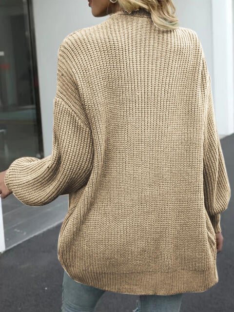 Drop Shoulder Balloon Sleeve Cardigan Bazaarbey