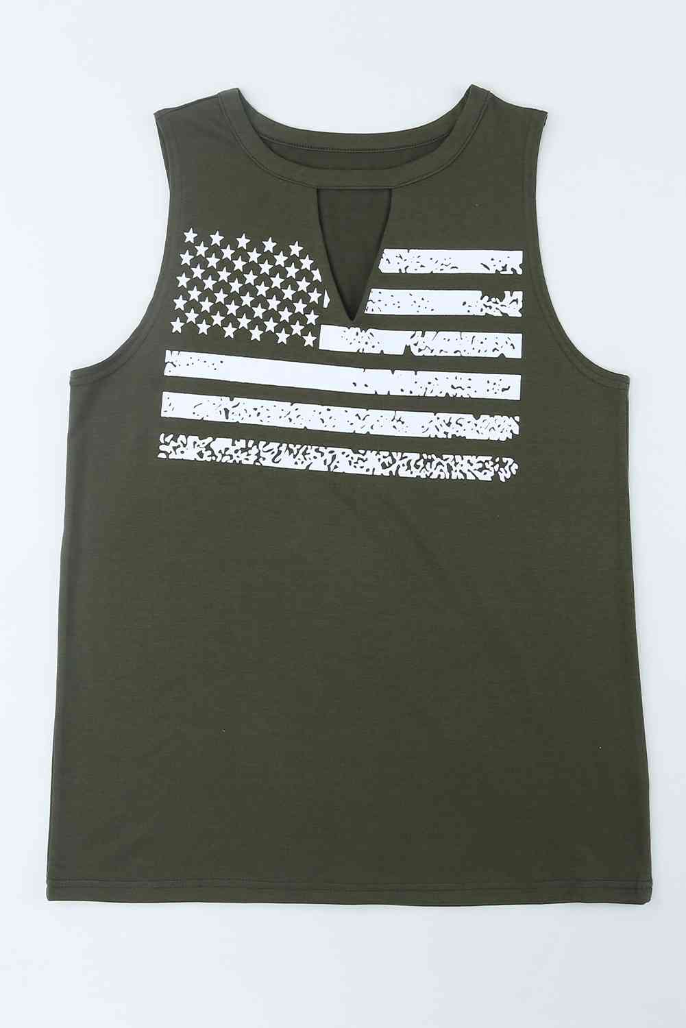 US Flag Graphic Cutout Round Neck Tank Bazaarbey
