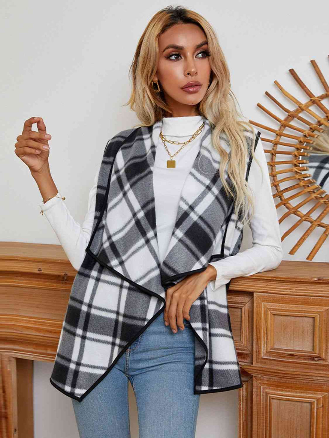 Plaid  Vest Trendsi