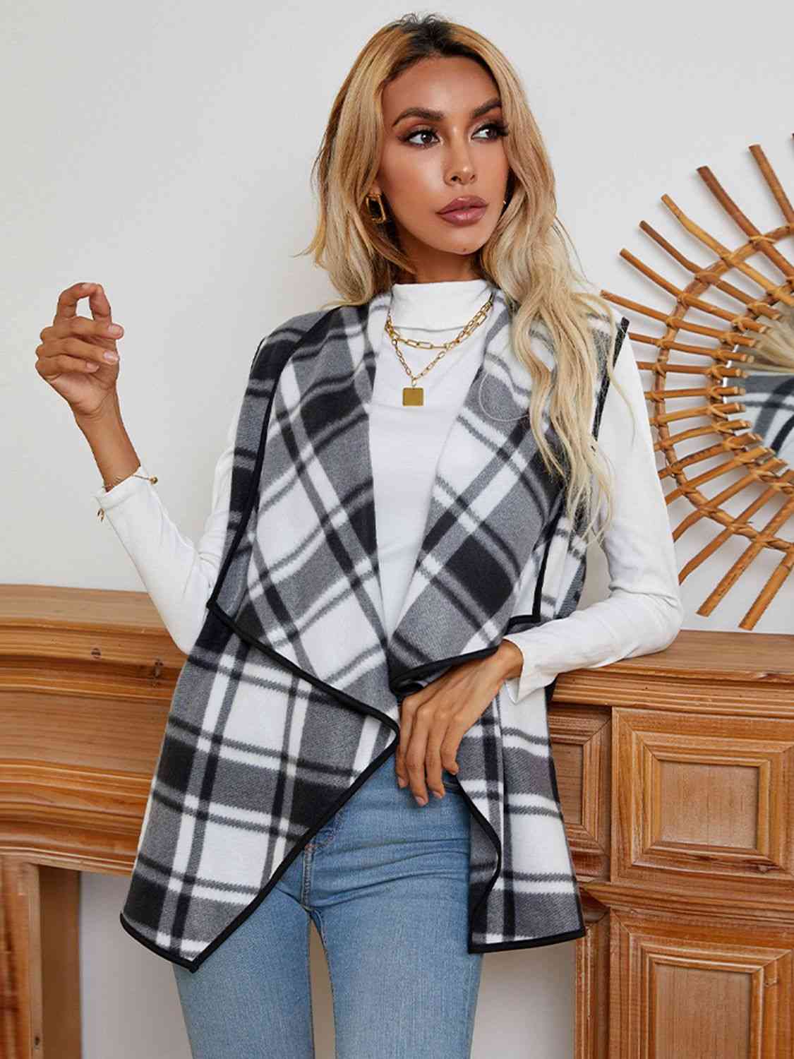Plaid  Vest Trendsi