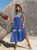 Embroidered Square Neck Ruffle Hem Dress -BazaarBey - www.shopbazaarbey.com
