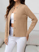 BazaarBey Round Neck Cable-Knit Buttoned Knit Top 